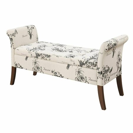 CONVENIENCE CONCEPTS Designs-4-Comfort Garbo Ottoman Storage Bench, Botanical Fabric HI21738